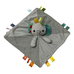 Bright Starts Elephant Gray Lovey Baby Security Blanket Satin Tags Palm Leaves